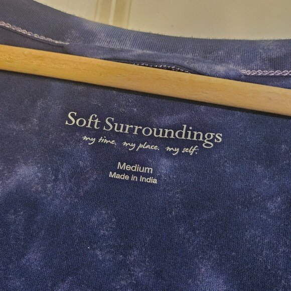 Soft Surroundings Dress Size M Tie-Dye Navy & Teal Boho Maxi Soft Knit Flowy - Picture 6 of 14